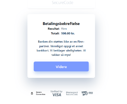 Eksempel på hvordan en svindel-melding fra Finn kan se ut
